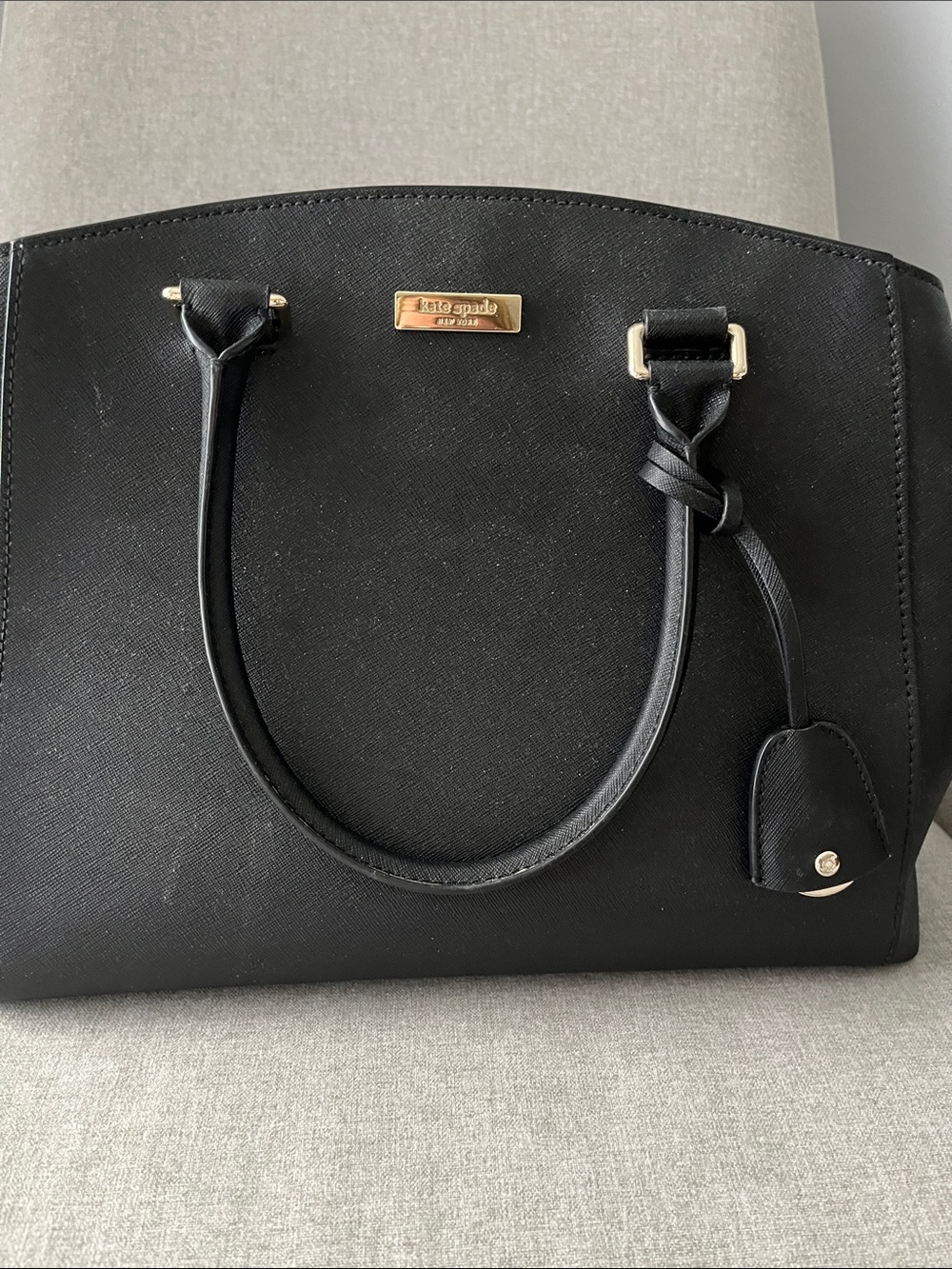 kate spade Black Saffiano Leather Dome Satchel with Gold Hardware